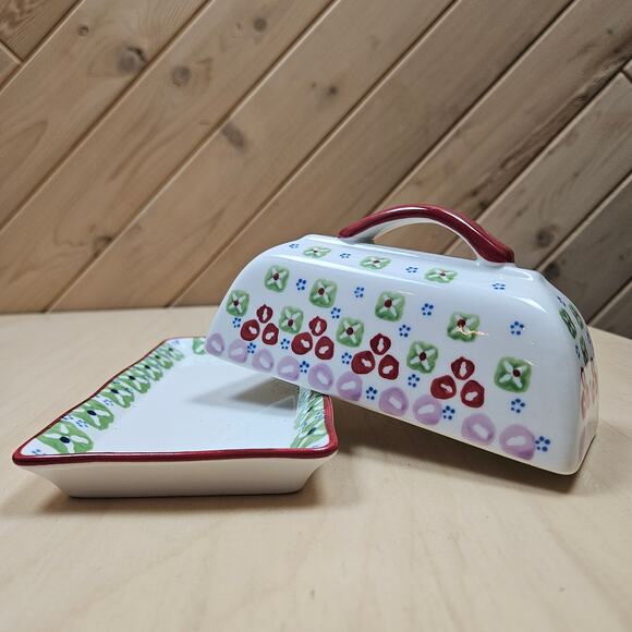 Signature Housewares Inc. Stoneware Butter Dish Colorful Gypsy Pattern Floral - Picture 5 of 7